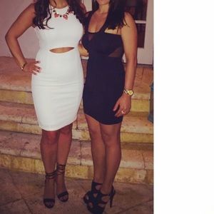 French Connection Black Sheer Bodycon Dress